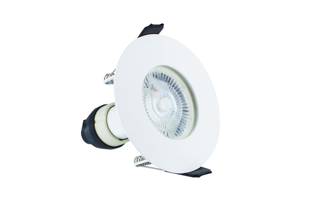 EVOFIRE FIRE RATED DOWNLIGHT 70MM CUTOUT 4PACK IP65 WHITE ROUND +GU10 HOLDER INTEGRAL