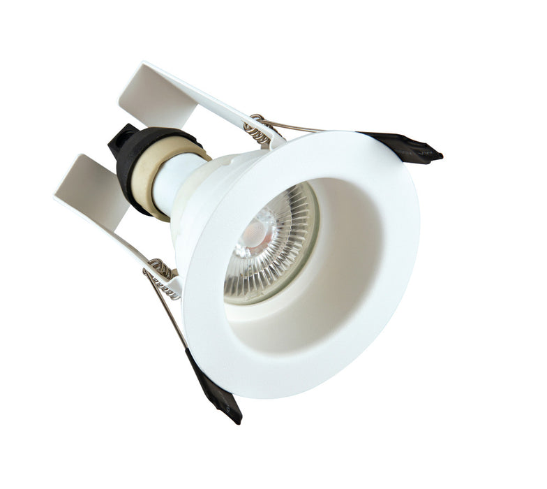 EVOFIRE FIRE RATED DOWNLIGHT 70MM CUTOUT IP65 WHITE RECESSED +GU10 HOLDER & INSULATION GUARD INTEGRAL