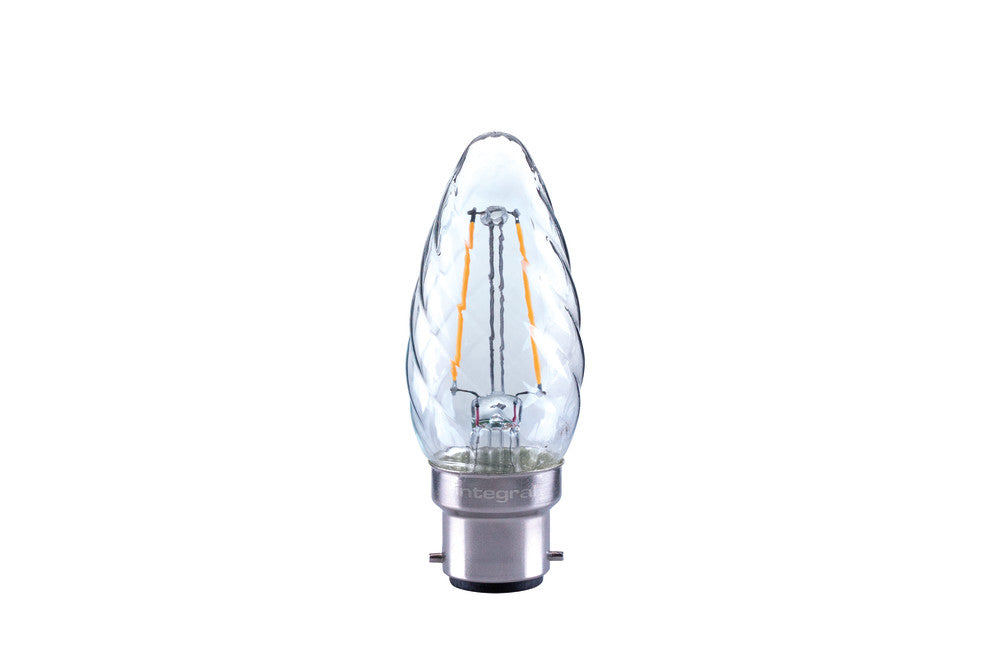 OMNI FILAMENT CANDLE BULB TWISTED B22 230LM 2W 2700K NON-DIMM 300 BEAM CLEAR INTEGRAL