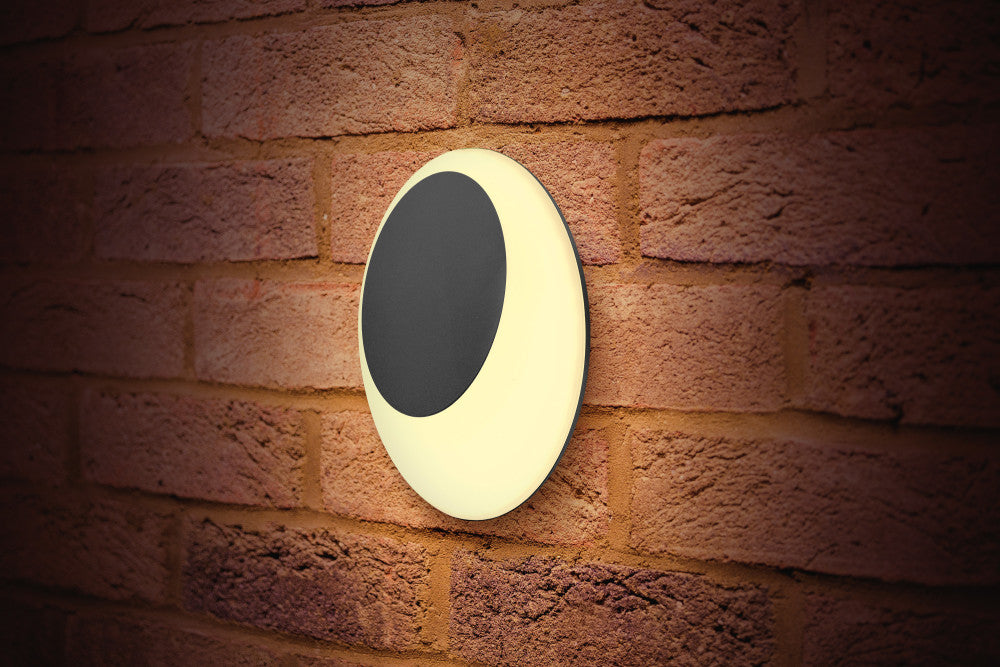OUTDOOR DECORATIVE WALL LIGHT GEOLUX IP65 600LM 13W 3000K OMNI DIRECTIONAL DARK GREY INTEGRAL