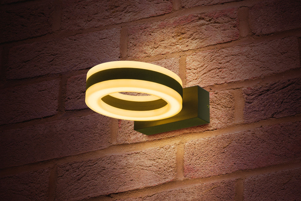 OUTDOOR DECORATIVE WALL LIGHT CICLO IP54 480LM 11W 3000K UP/DOWN LIGHT DARK GREY INTEGRAL