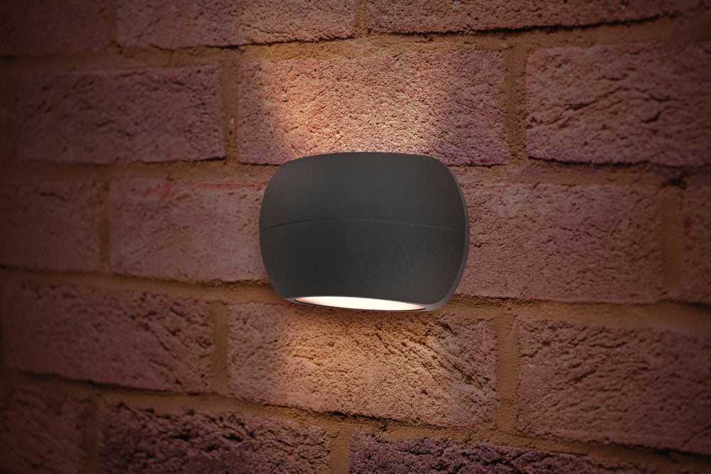 OUTDOOR DECORATIVE WALL LIGHT LUXSTONE IP54 335LM 8.5W 4000K UP/DOWN LIGHT DARK GREY INTEGRAL