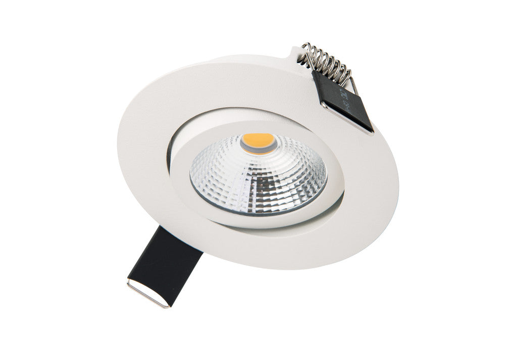 ULTRA SLIM TILTABLE DOWNLIGHT 65MM CUTOUT 6.5W 670LM 103LM/W 4000K 36 BEAM DIMMABLE WHITE INTEGRAL