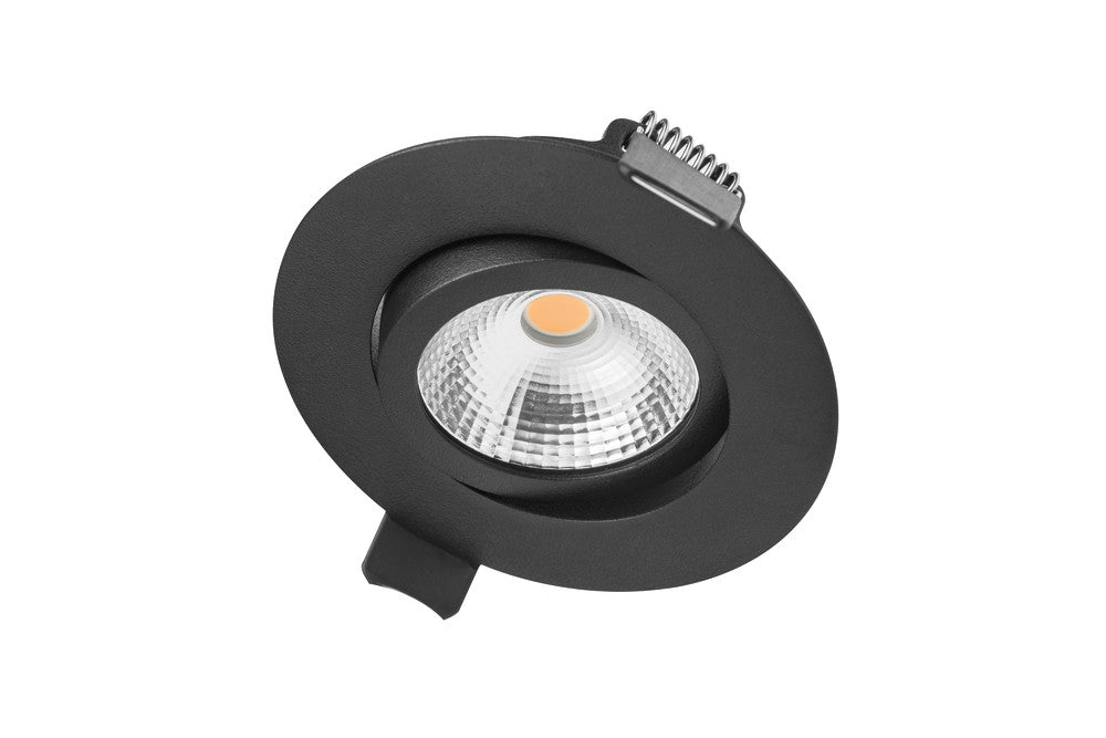 ULTRA SLIM TILTABLE DOWNLIGHT 65MM CUTOUT 6.5W 670LM 103LM/W 4000K 36 BEAM DIMMABLE BLACK INTEGRAL