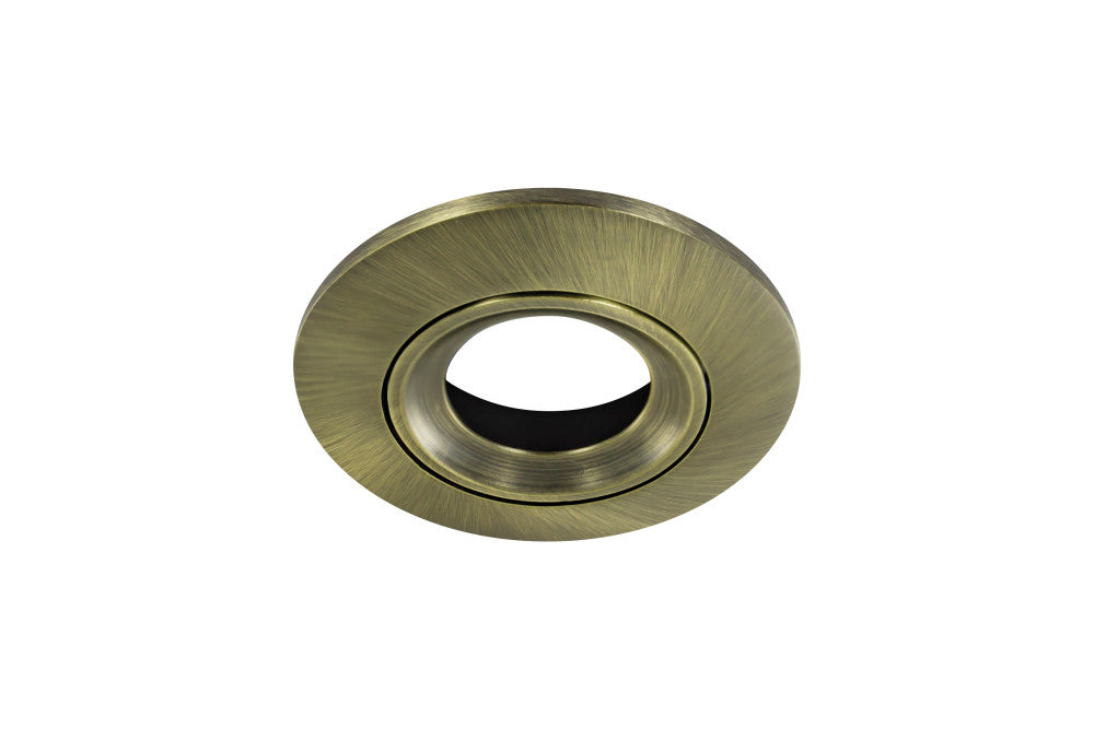 LUXFIRE FIRE RATED TILTABLE DOWNLIGHT ANTIQUE BRASS BEZEL INTEGRAL