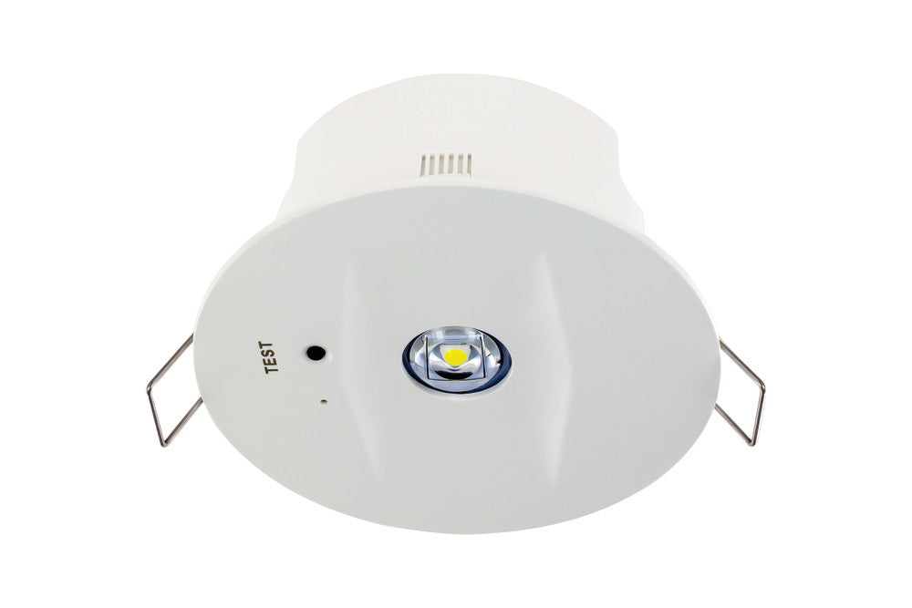 3W COMPACT EMERGENCY DOWNLIGHT 85MM CUT OUT 6000K IP20 WITH OPEN & CORRIDOR LENS INC