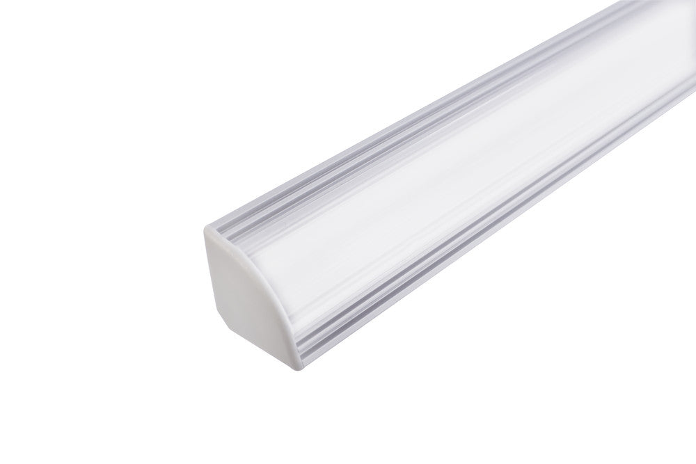 ALUMINIUM PROFILE CORNER SURFACE MOUNT 2M FROSTED DIFFUSER FOR IP65 12MM WIDTH STRIP END CAPS AND MOUNTING BRACKETS INCLUDED INTEGRAL