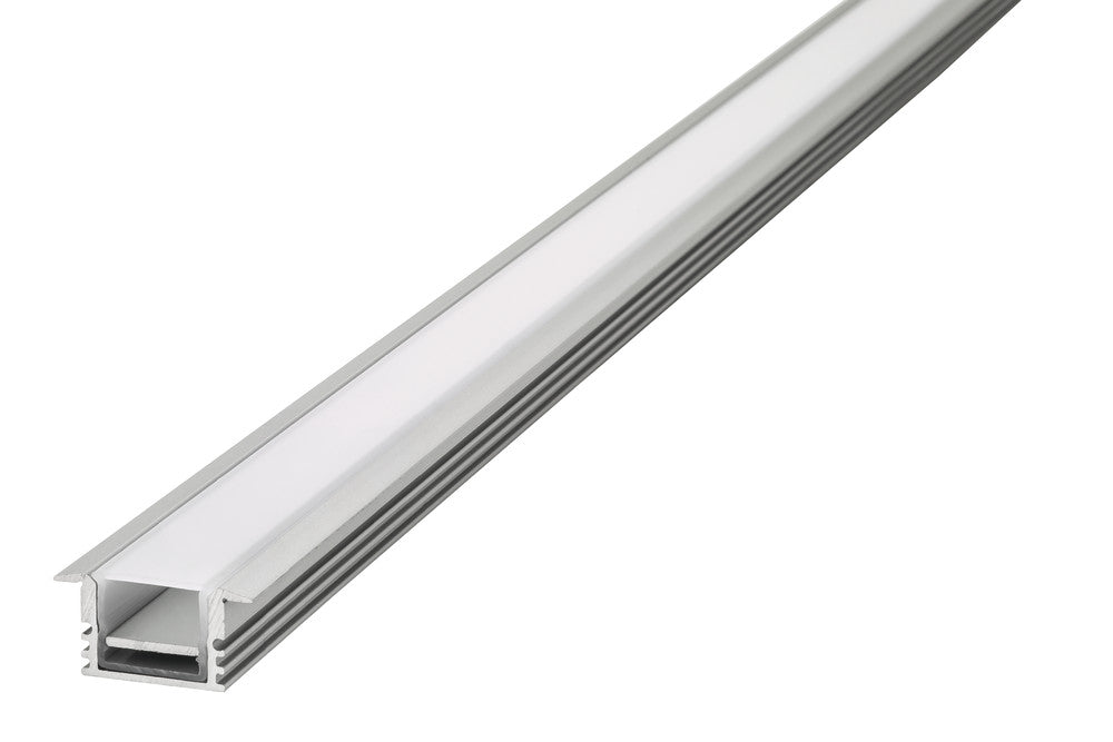 PROFILE ALUMINIUM IP65 RECESSED 1M FROSTED DIFFUSER 24.9 X 13MM FOR IP33 10MM WIDTH STRIP INCLUDE 1M PLATE 2 ENDCAPS 2 SEALING PLUGS 4 SCREWS AND 2 MOUNTING BRACKETS INTEGRAL