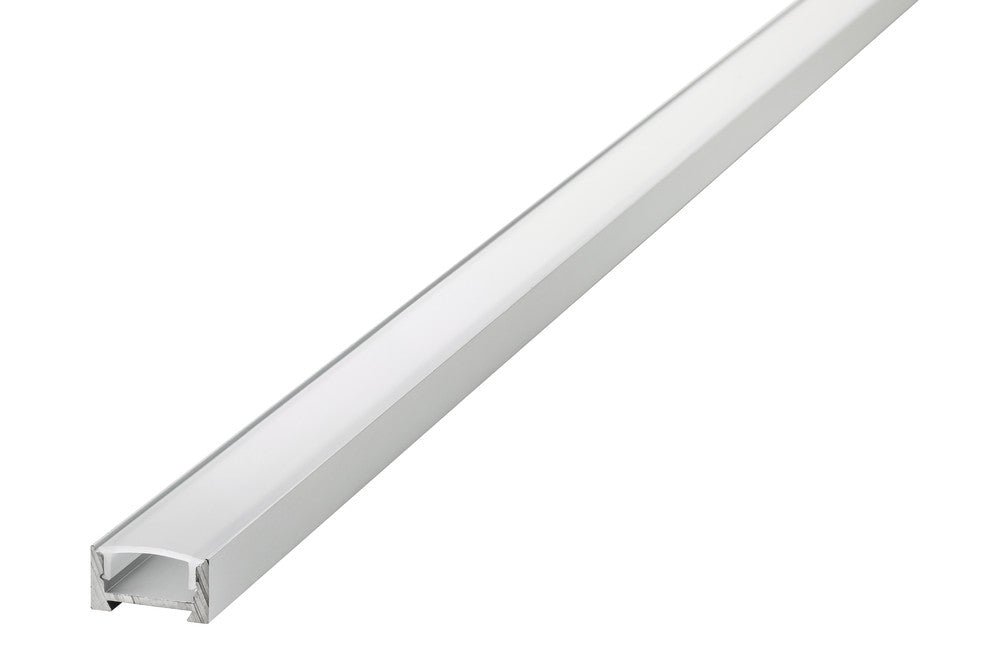 PROFILE ALUMINIUM SURFACE MOUNT 1M FROSTED DIFFUSER 16.2 X 8.57MM FOR IP33 12MM WIDTH STRIP INCLUDE 2 ENDCAPS AND 2 MOUNTING BRACKETS INTEGRAL