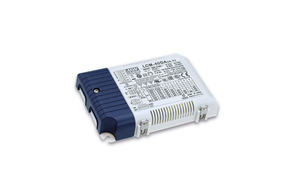 CONSTANT CURRENT DRIVER 40W 350/500/600/700/900/1050MA ADJUSTABLE IP20 DALI AND PUSH DIMM 200-240V INPUT MEANWELL