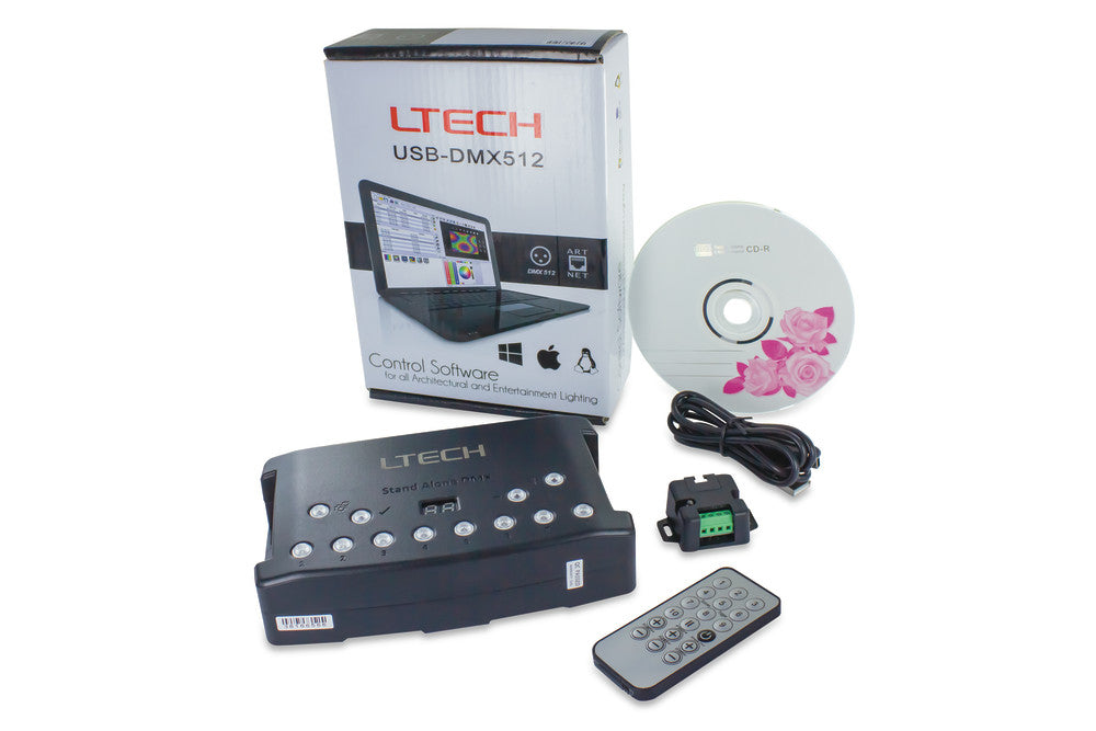 CONTROLLER FLOODLIGHT RGBW DMX - LTECH LTSA512 - PROGRAMMABLE- SOFTWARE INCLUDED - 99 PRE-SET COLOURS - DIMM & SPEED CONTROL