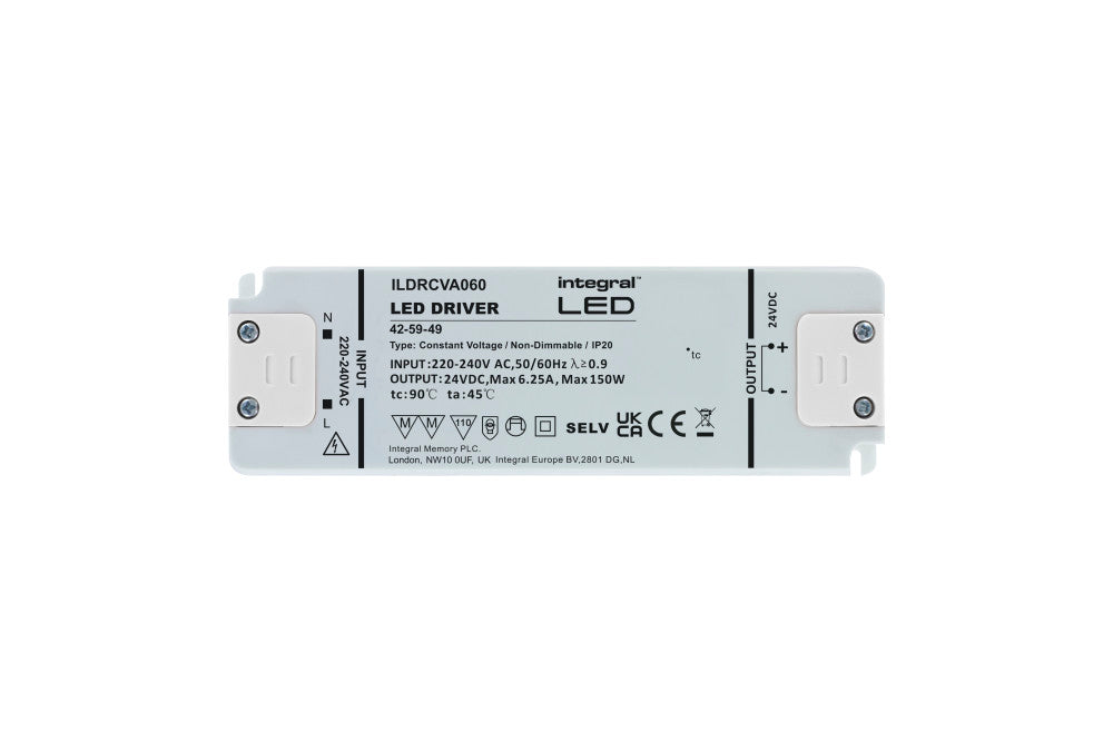 CONSTANT VOLTAGE DRIVER 150W 24VDC IP20 NON-DIMM 200-240V INPUT
