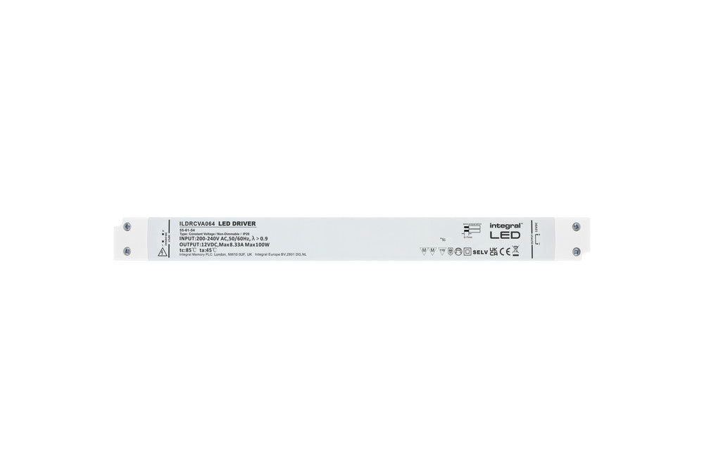 CONSTANT VOLTAGE LONG & SLIM DRIVER 100W 12VDC IP20 NON-DIMM 180-264V INPUT