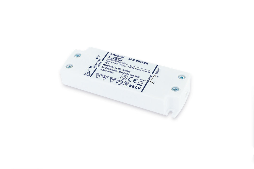 CONSTANT VOLTAGE DRIVER 15W 24VDC IP20 NON-DIMM 200-240V INPUT INTEGRAL