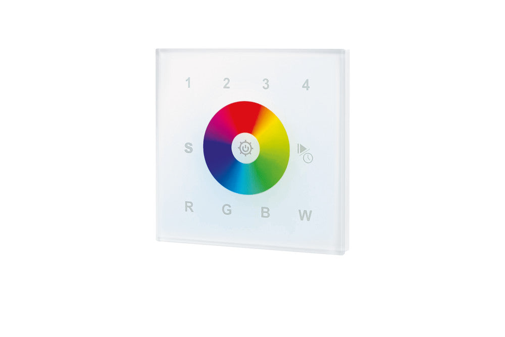 DMX WALL MOUNT TOUCH REMOTE RGB/W 4 ZONE 100-240 AC INPUT WHITE