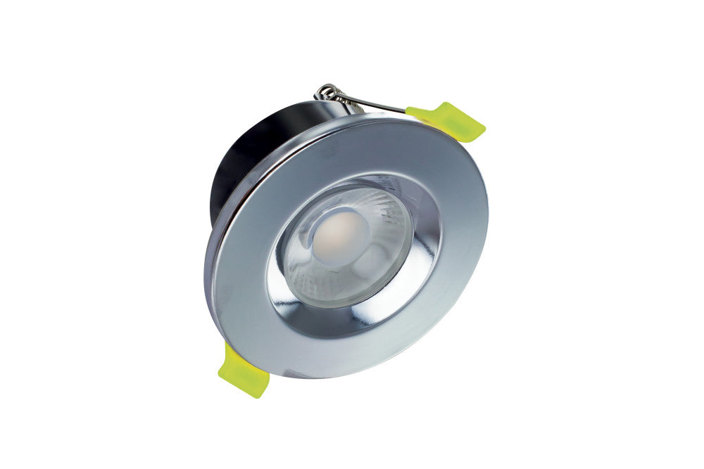 J-SERIES LOW-PROFILE FIRE RATED DOWNLIGHT 68MM CUTOUT IP65 600LM 6W 3000K 38 BEAM DIMMABLE 100LM/W POLISHED CHROME INTEGRAL