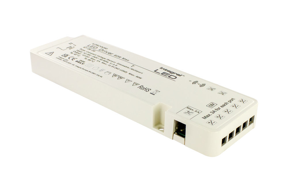 CONSTANT VOLTAGE MULTIPORT (7+1) DRIVER SENSOR DIMMABLE 60W MAX 12VDC IP20 200-240V INPUT UK PLUG