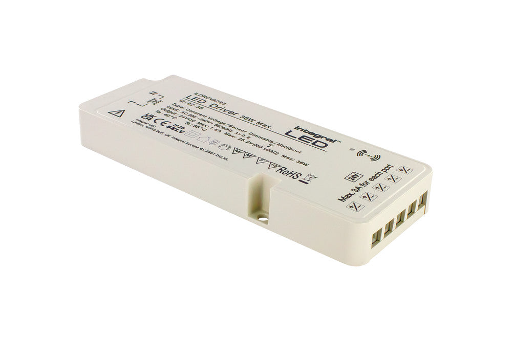 CONSTANT VOLTAGE MULTIPORT (5) DRIVER SENSOR DIMMABLE 36W MAX 24VDC IP20 200-240V INPUT UK PLUG