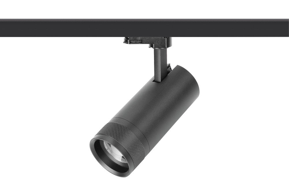 FOCUSPRO 24W BLACK LED SPOT LIGHT NON-DIMMABLE ZOOMABLE BEAM ANGLE 20-55 DEG TRACK MOUNTED 3 CIRCUIT 3000K 175MM CRI90 1750LM 88LM/W 220-240V