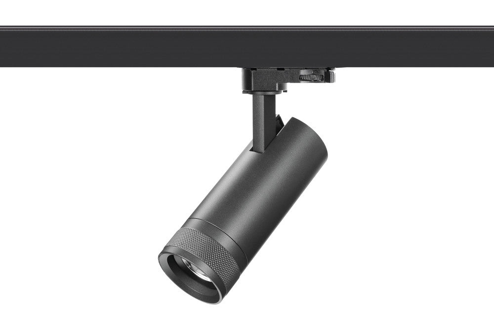 FOCUSPRO 15W BLACK LED SPOT LIGHT NON-DIMMABLE ZOOMABLE BEAM ANGLE 20-55 DEG TRACK MOUNTED 3 CIRCUIT 3000K 164MM CRI90 1050LM 86LM/W 220-240V