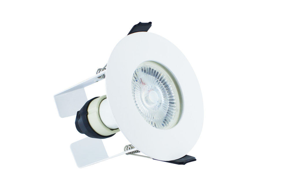 EVOFIRE FIRE RATED DOWNLIGHT 70MM CUTOUT 3PACK IP65 WHITE ROUND +GU10 HOLDER & INSULATION GUARD INTEGRAL