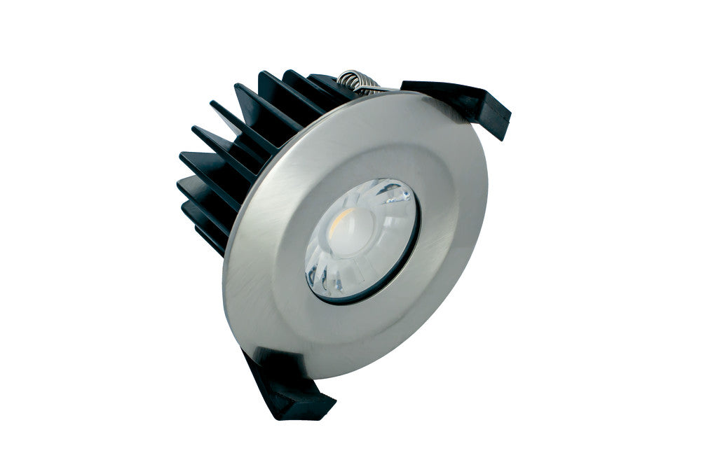 LOW-PROFILE FIRE RATED DOWNLIGHT 70-75MM CUTOUT IP65 510LM 6W 3000K 36 BEAM DIMMABLE 85LM/W SATIN NICKEL INTEGRAL