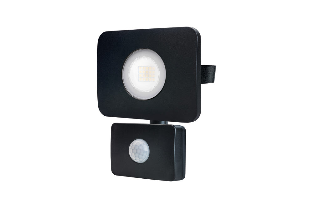 COMPACT TOUGH FLOODLIGHT WITH PIR OVERRIDE IP64 1800LM 20W 3000K 110B NON-DIMM 90LM/W BLACK INTEGRAL