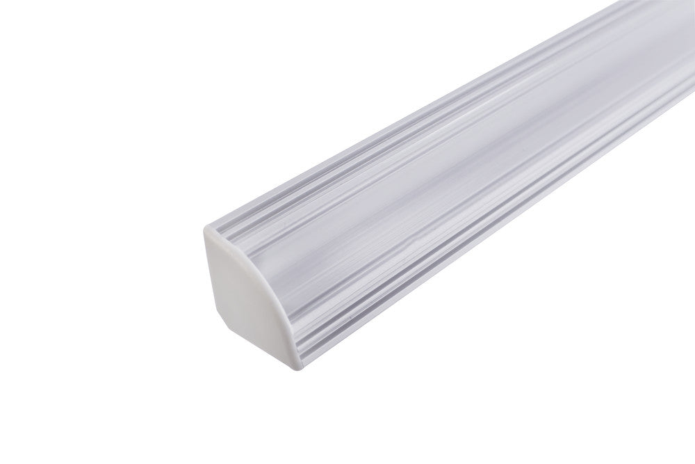 ALUMINIUM PROFILE CORNER SURFACE MOUNT 2M CLEAR DIFFUSER FOR IP65 12MM WIDTH STRIP END CAPS AND MOUNTING BRACKETS INCLUDED INTEGRAL