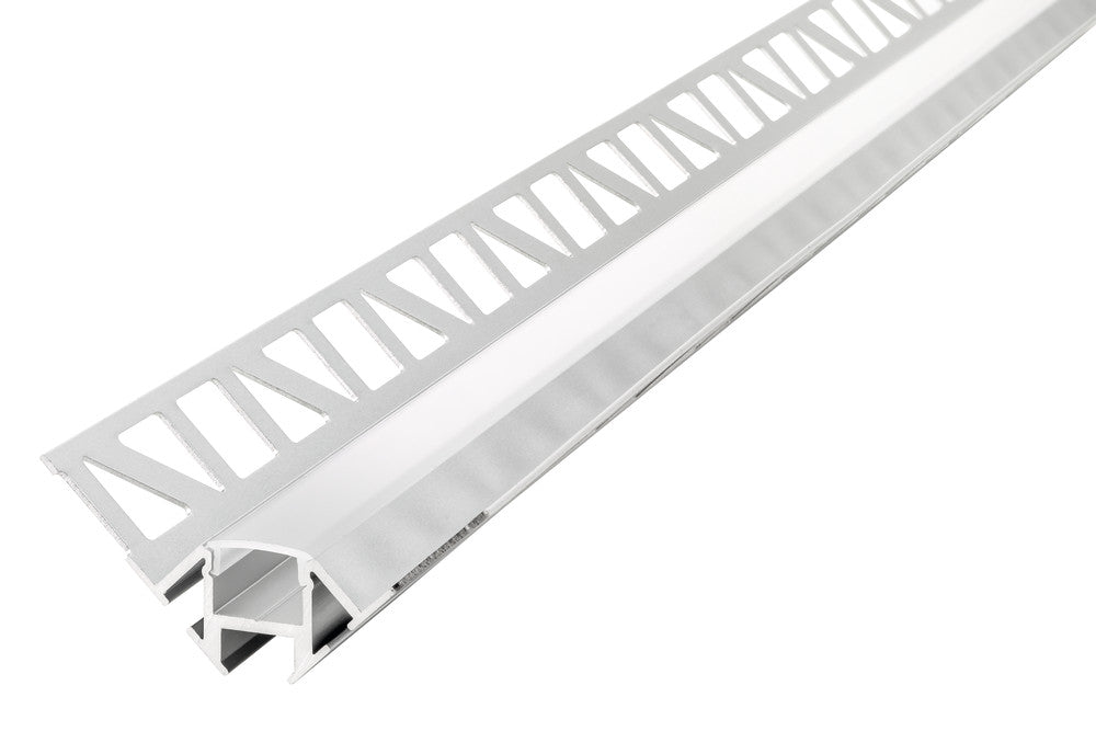 PROFILE ALUMINIUM CORNER SURFACE MOUNT 1M FROSTED DIFFUSER FOR IP65 12MM WIDTH STRIP INCLUDE 2 ENDCAPS INTEGRAL