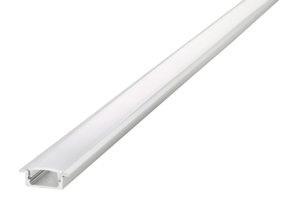 PROFILE ALUMINIUM RECESSED 1M FROSTED DIFFUSER 23.2 X 7.9MM FOR IP65 12MM WIDTH STRIP INCLUDE 2 ENDCAPS AND 2 MOUNTING BRACKETS INTEGRAL