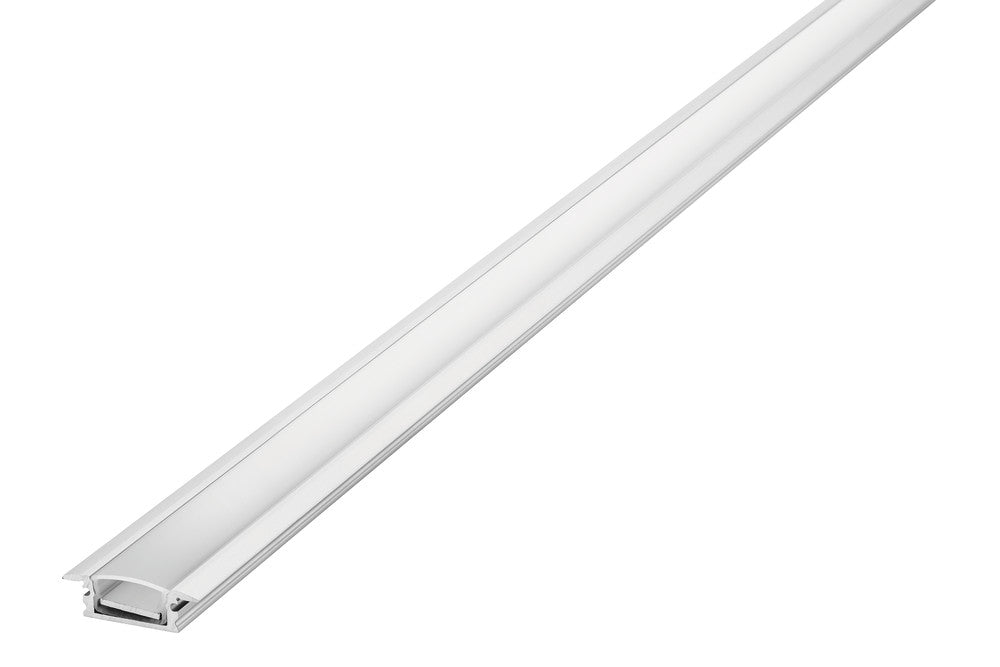 PROFILE ALUMINIUM IP65 RECESSED 1M FROSTED DIFFUSER 26.7 X 8MM FOR IP33 10MM WIDTH STRIP INCLUDE 1M PLATE 2 ENDCAPS 2 SEALING PLUGS 4 SCREWS AND 2 MOUNTING BRACKETS INTEGRAL