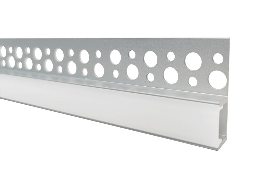 PROFILE ALUMINIUM RECESSED 1M FROSTED DIFFUSER FOR IP65 12MM WIDTH STRIP INCLUDE 2 ENDCAPS INTEGRAL