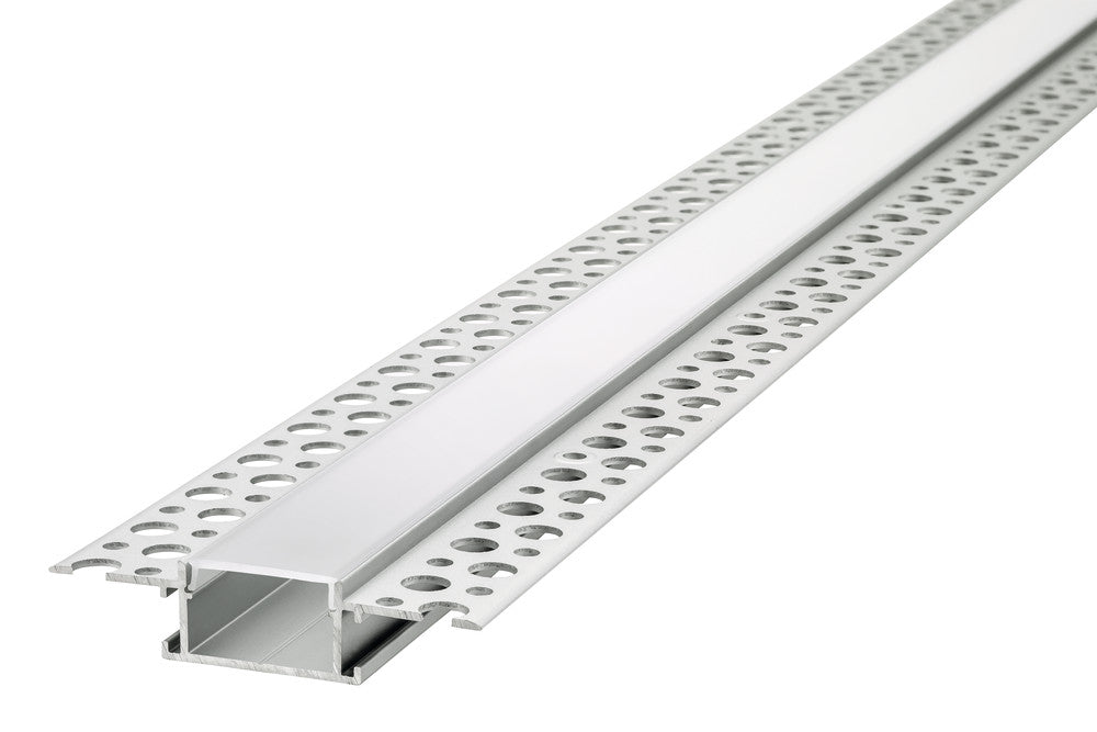 PROFILE ALUMINIUM RECESSED 1M FROSTED DIFFUSER FOR 2 X IP65 10MM WIDTH STRIP INCLUDE 2 ENDCAPS INTEGRAL