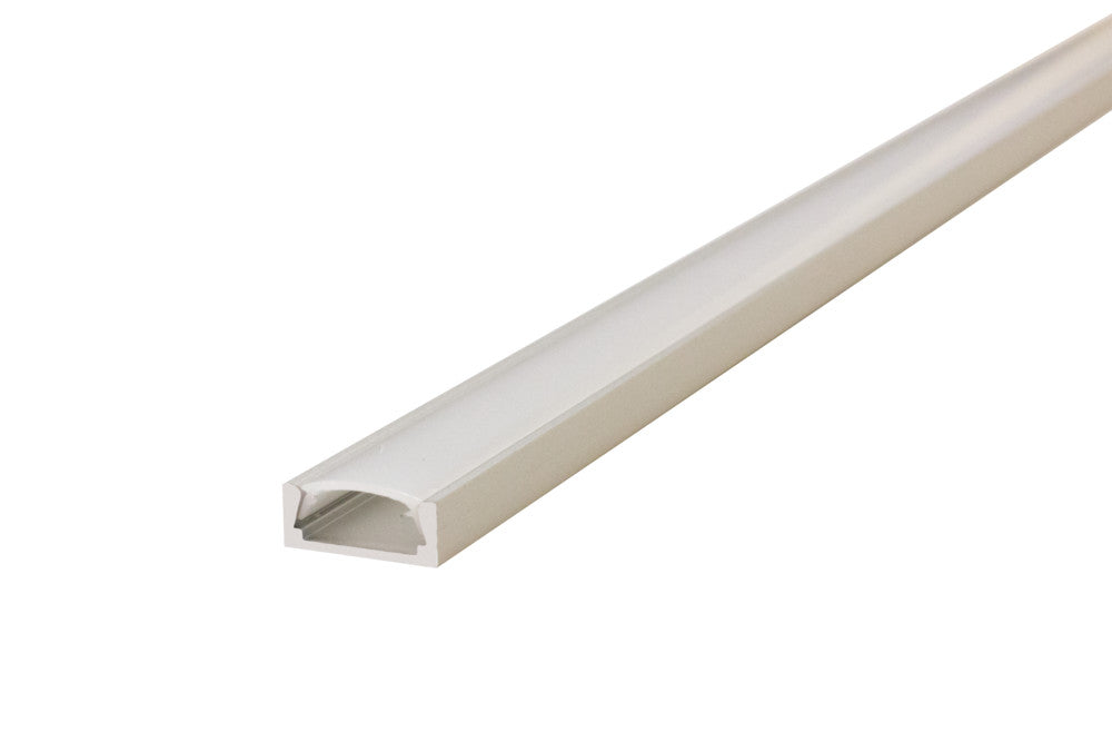 PROFILE ALUMINIUM SURFACE MOUNT 1M FROSTED DIFFUSER 15.2 X 6MM FOR IP33 10MM WIDTH STRIP INTEGRAL