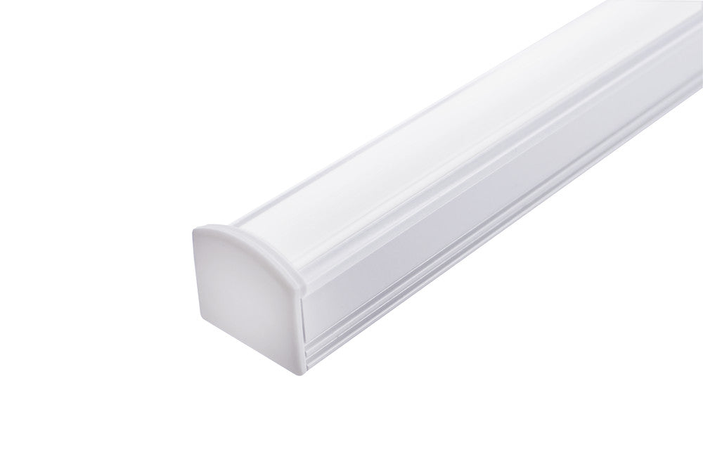 PROFILE ALUMINIUM SURFACE MOUNT 1M FROSTED DIFFUSER FOR IP67 12MM WIDTH STRIP INCLUDE 2 ENDCAPS AND 2 MOUNTING CLIPS INTEGRAL