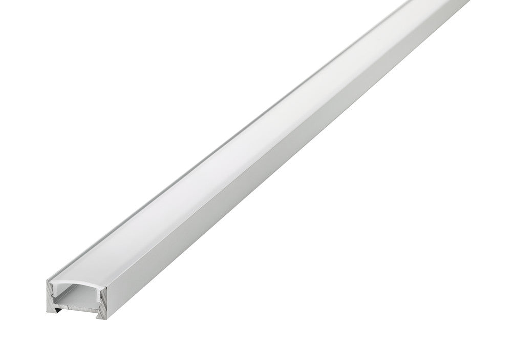 PROFILE ALUMINIUM SURFACE MOUNT 2M FROSTED DIFFUSER 16.2 X 8.57MM FOR IP33 12MM WIDTH STRIP INCLUDE 2 ENDCAPS AND 4 MOUNTING BRACKETS INTEGRAL
