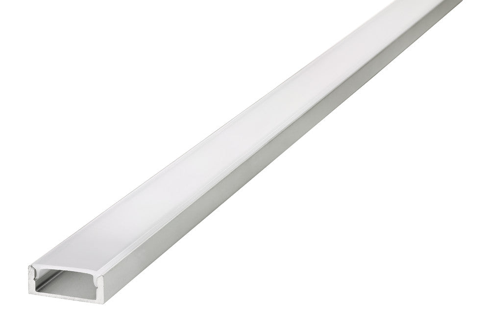 PROFILE ALUMINIUM SURFACE MOUNT 2M FROSTED DIFFUSER 22.6 X 8.5MM FOR IP65 16MM WIDTH STRIP INCLUDE 2 ENDCAPS AND 4 MOUNTING BRACKETS INTEGRAL