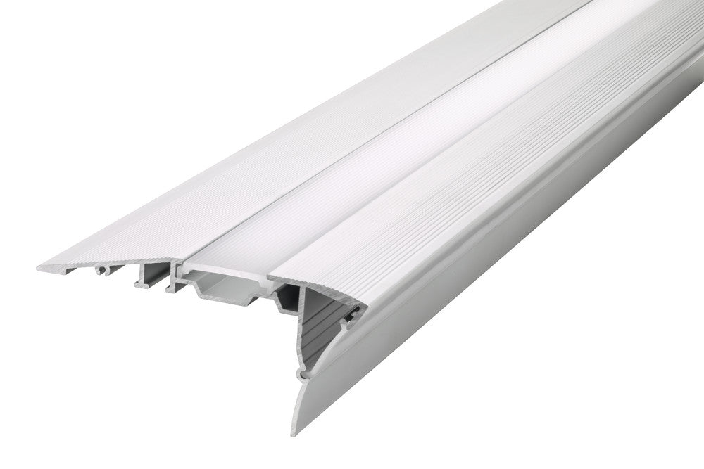 PROFILE ALUMINIUM STAIR SURFACE MOUNT 1M FROSTED DIFFUSER FOR IP33 12MM WIDTH STRIP INCLUDE 2 ENDCAPS AND 4 SCREWS INTEGRAL