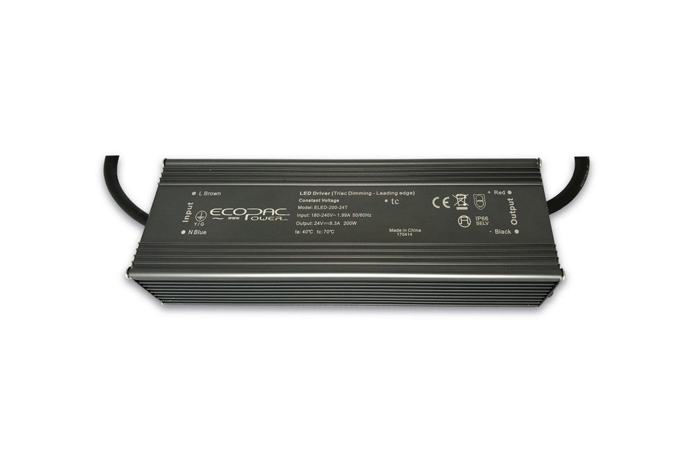 CONSTANT VOLTAGE DRIVER 200W 12VDC IP66 TRIAC DIMMABLE 180-240V INPUT 20W MIN LOAD ECOPAC POWER