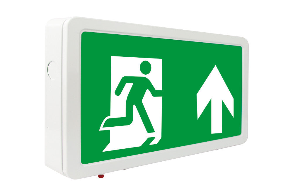 EMERGENCY EXIT SIGN 30m VIEWING 4W 3HR MAINTAINED OR NON-MAINTAINED MANUAL TEST CW UP ARROW INTEGRAL 80 lm