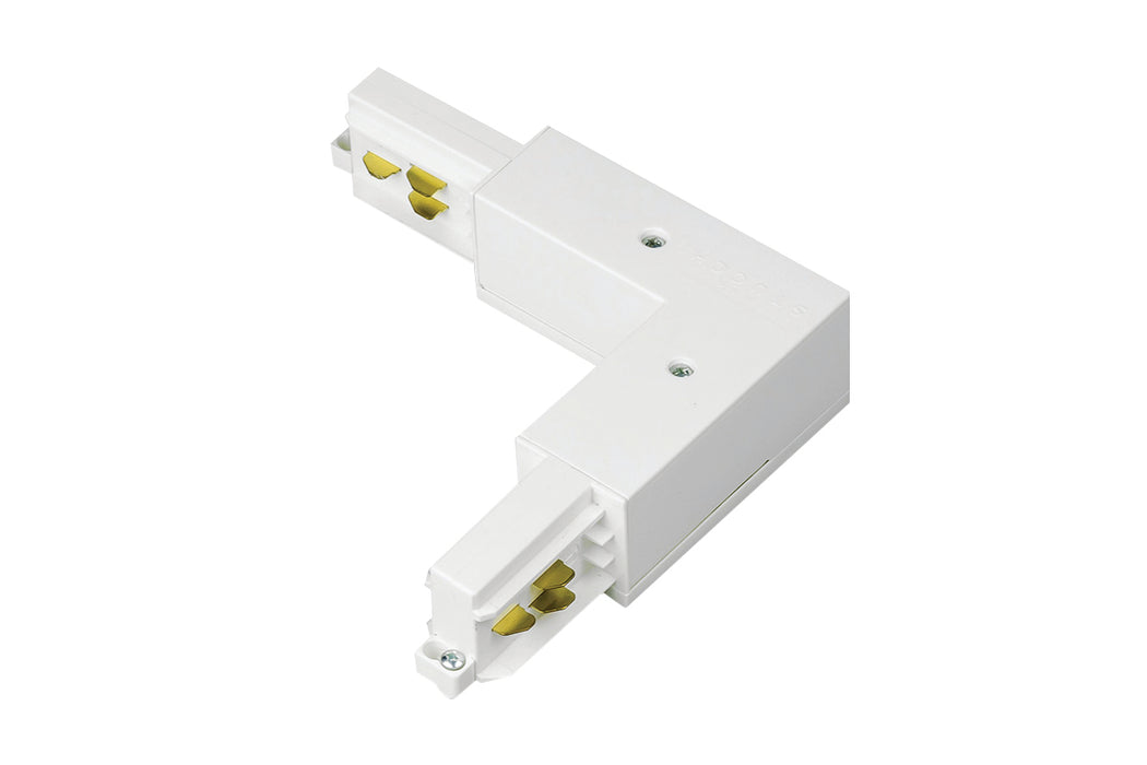 WHITE CORNER CONNECTOR FOR STANDARD-RECESSED-TRIMLESS STUCCHI 3 CIRCUIT 230V ONETRACK POLARITY INTERNAL EARTHING EXTERNAL
