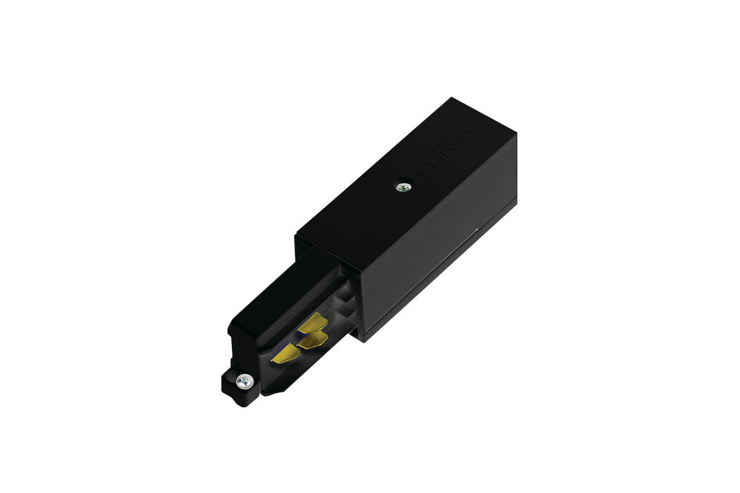 BLACK LIVE END FEED FOR STANDARD-RECESSED-TRIMLESS STUCCHI 3 CIRCUIT 230V ONETRACK POLARITY RIGHT EARTHING LEFT